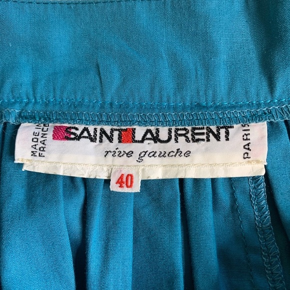 Vintage Saint Laurent Rive Gauche Blue Cotton Skirt IT40 - Picture 4 of 6
